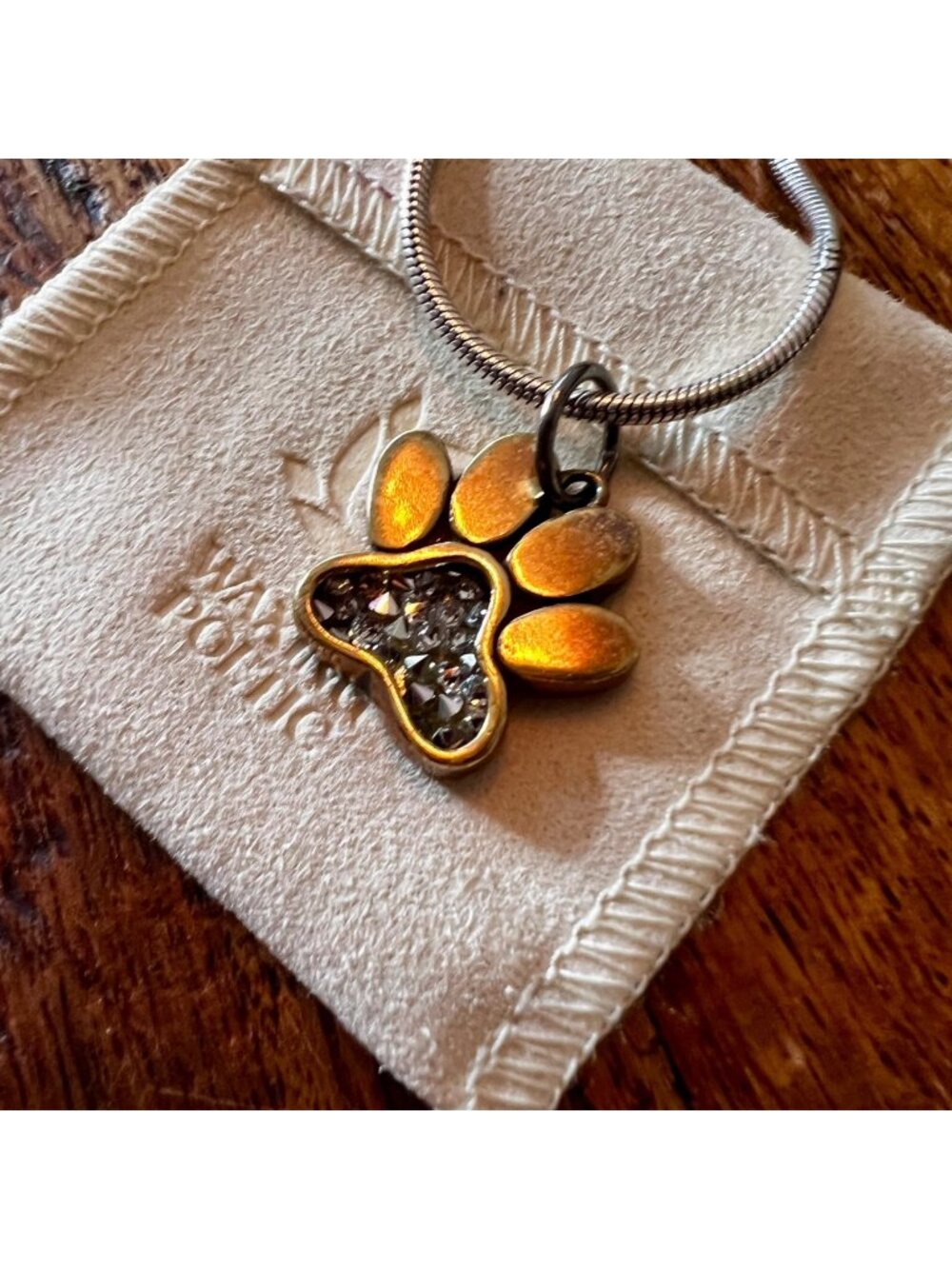 Waxing Poetic Always Near Paw Charm Brass And Krystal